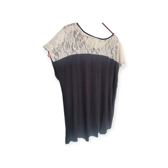 Carol Rose Black Lace Tunic/Tee Cap Sleeves 2X EUC - Picture 9 of 9